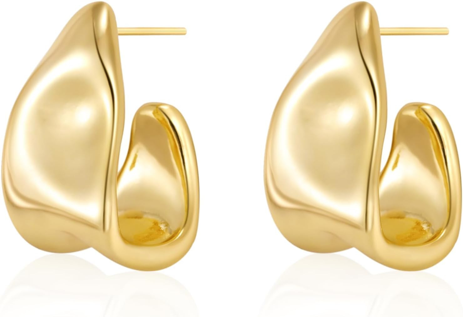 Chunky Gold Earrings for Women, 14K Gold/Silver Plated Statement Geometric Dangl