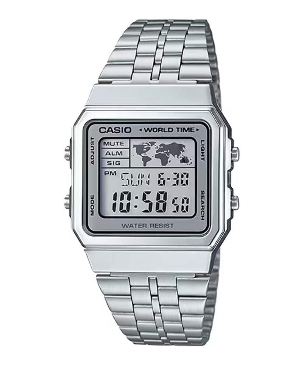 CASIO A500WA-7 A500 WORLD TIME MEN’S SILVER DIGITAL WATCH