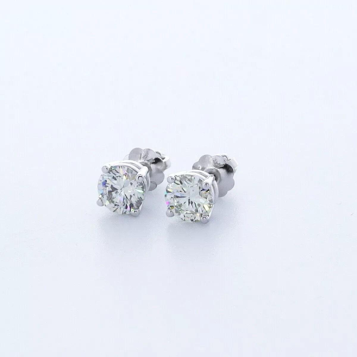 Solid 14K Yellow Gold Stud Earrings Classic 0.80 CT Round Natural Diamond G SI1