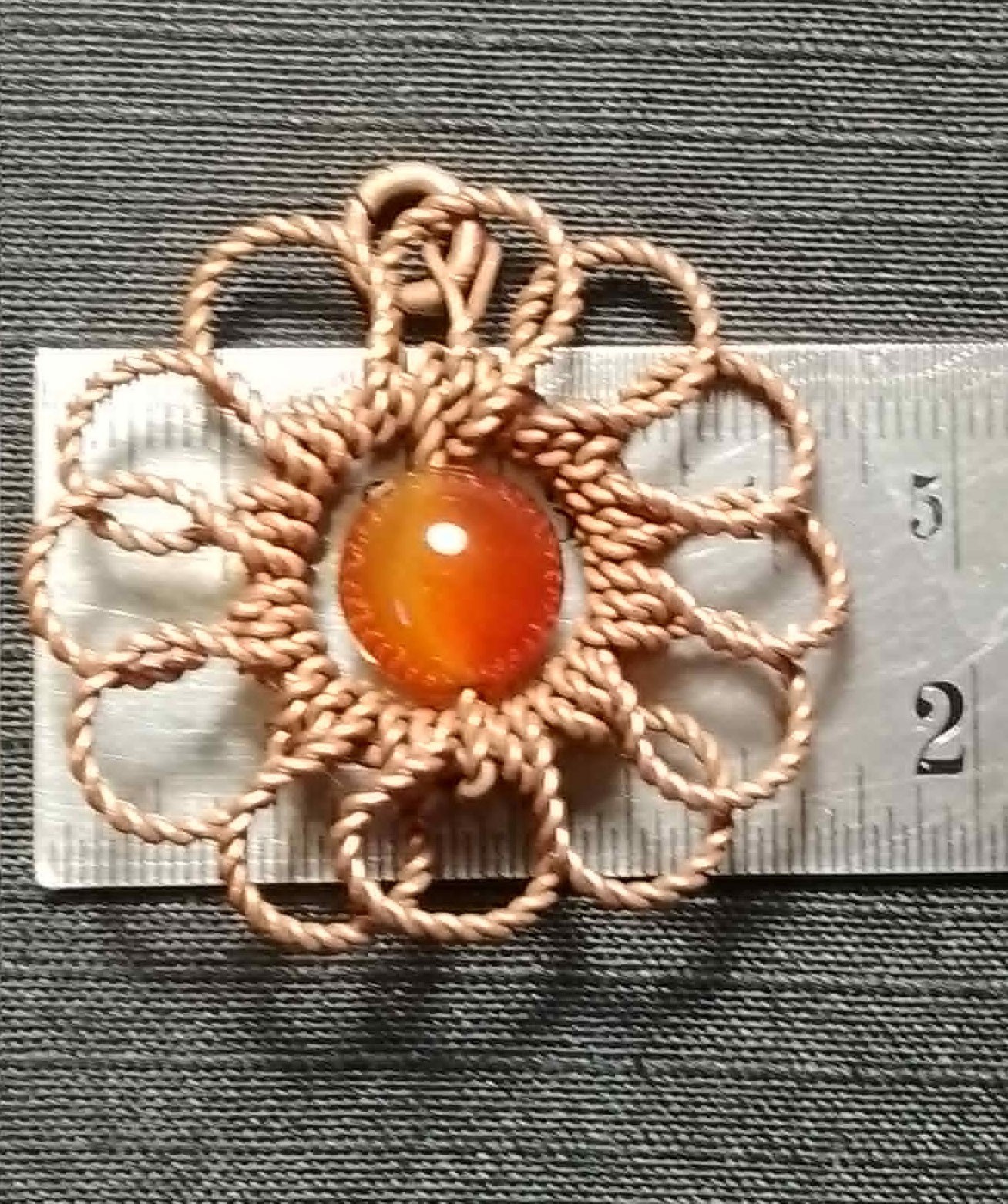 Flower Pendant Copper Daisy Wire Wrapped Mandala Agate Energy Lucky Jewelry #PM5