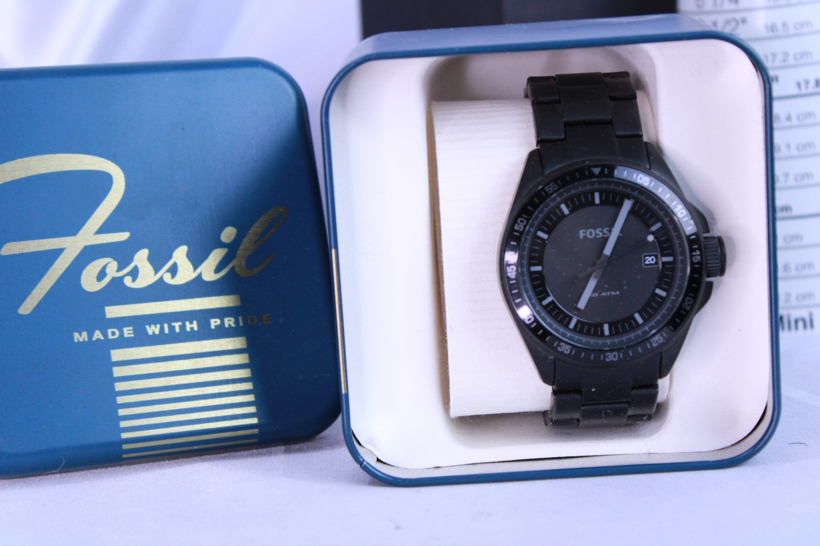 Fossil AM4373 Men’s Decker Black Dial Black Ion-plated Watch With Tin