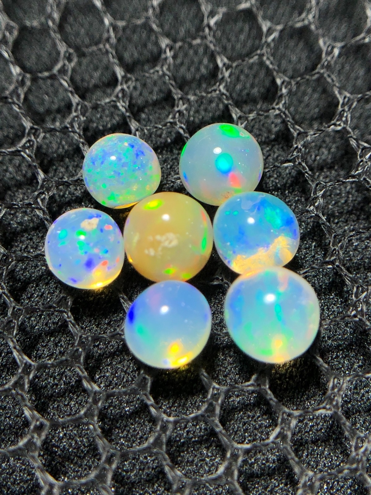Natural ethiopian opal sphere 7 Pieces Lot Rainbow Fire Opal For Pendant Making