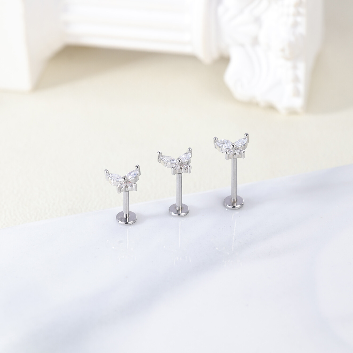 16g Stainless Steel Labret Lip Studs CZ Tragus Earrings Medusa Monroe Piercing