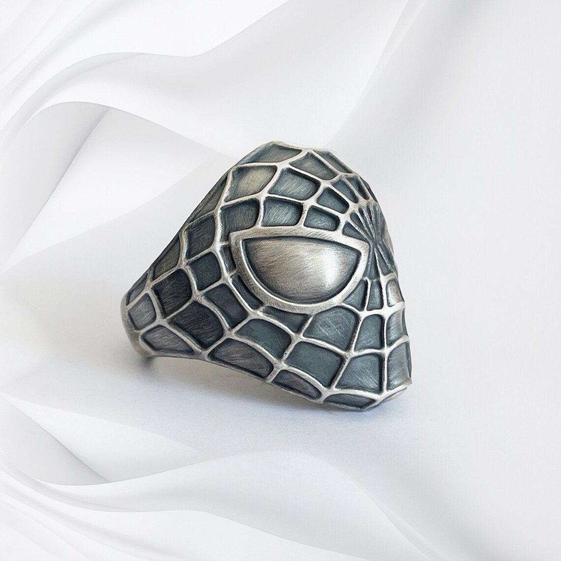 Spiderman Oxidized Signet Ring 925 Sterling Silver Handcrafted Ring Duty Free