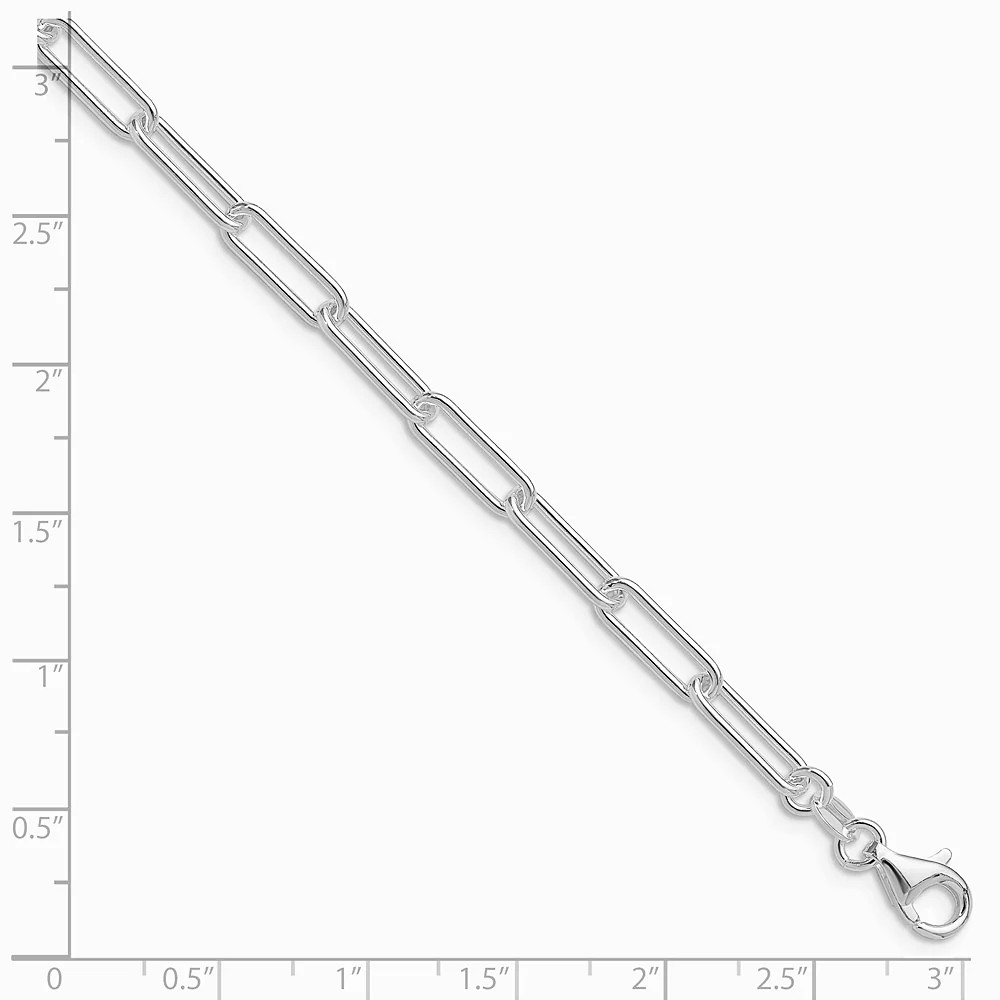 Sterling Silver Rhodium-Plated Polished 4.5mm Paperclip Chain Bracelet 7″-8″