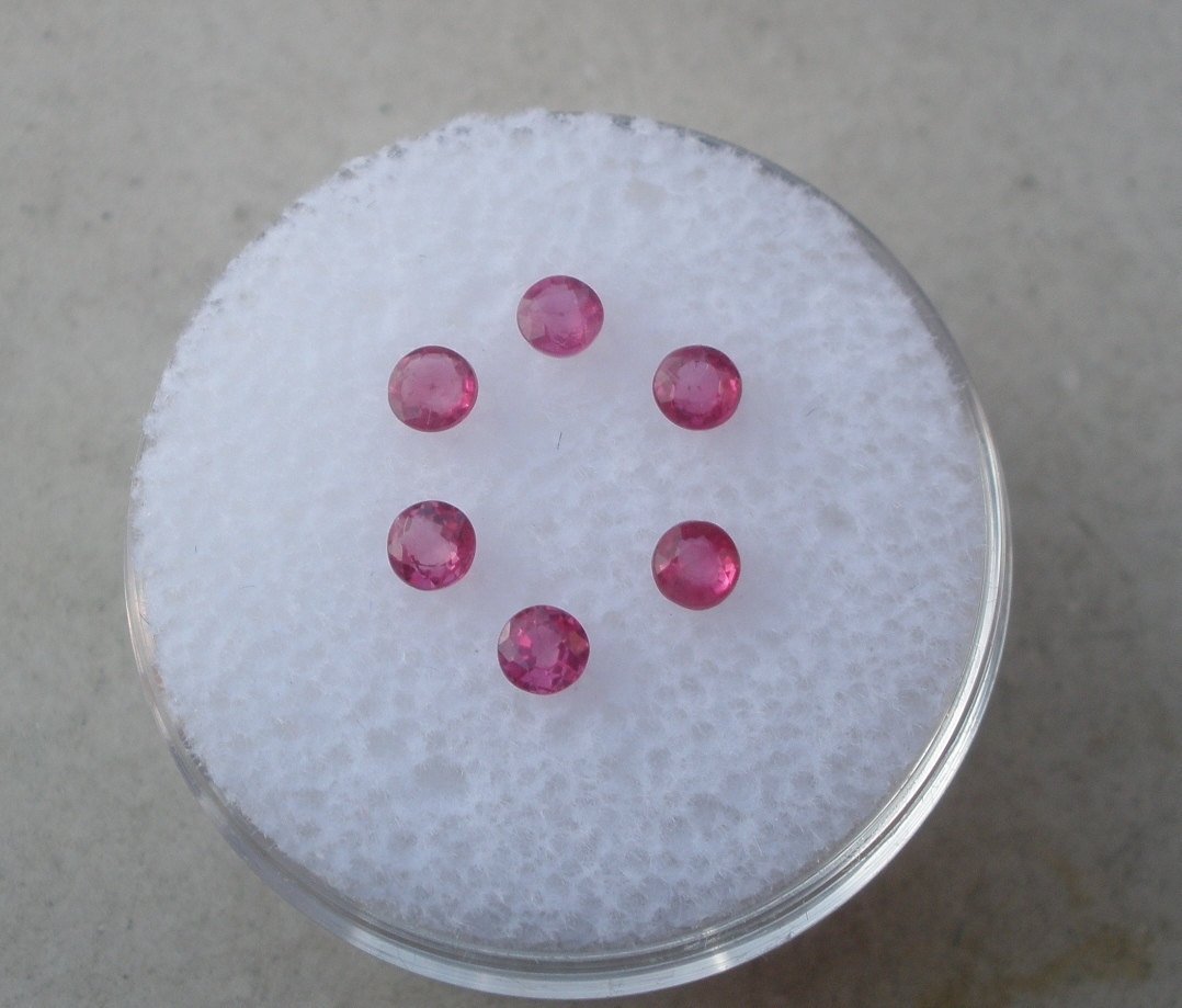 6 Ruby Round Loose Faceted Natural Gems 2.5mm each