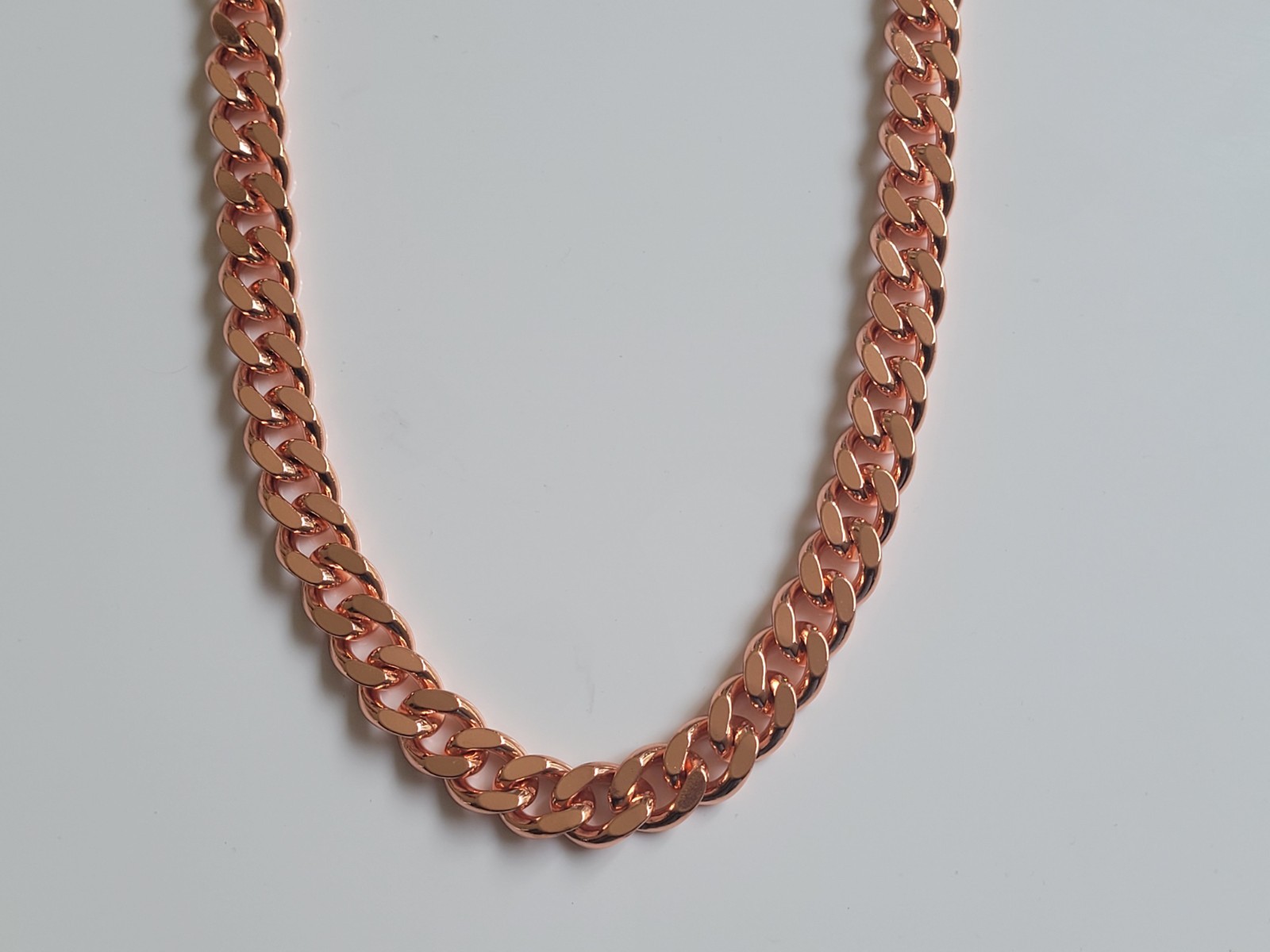 Pure Solid Copper Cuban Curb Chain Link 158gr Heavy 12mm 24″ Chunky Necklace