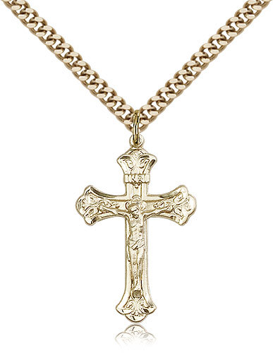 Gold Filled Crucifix Pendant For Men On 24 Chain – 30 Day Money Back Guarantee