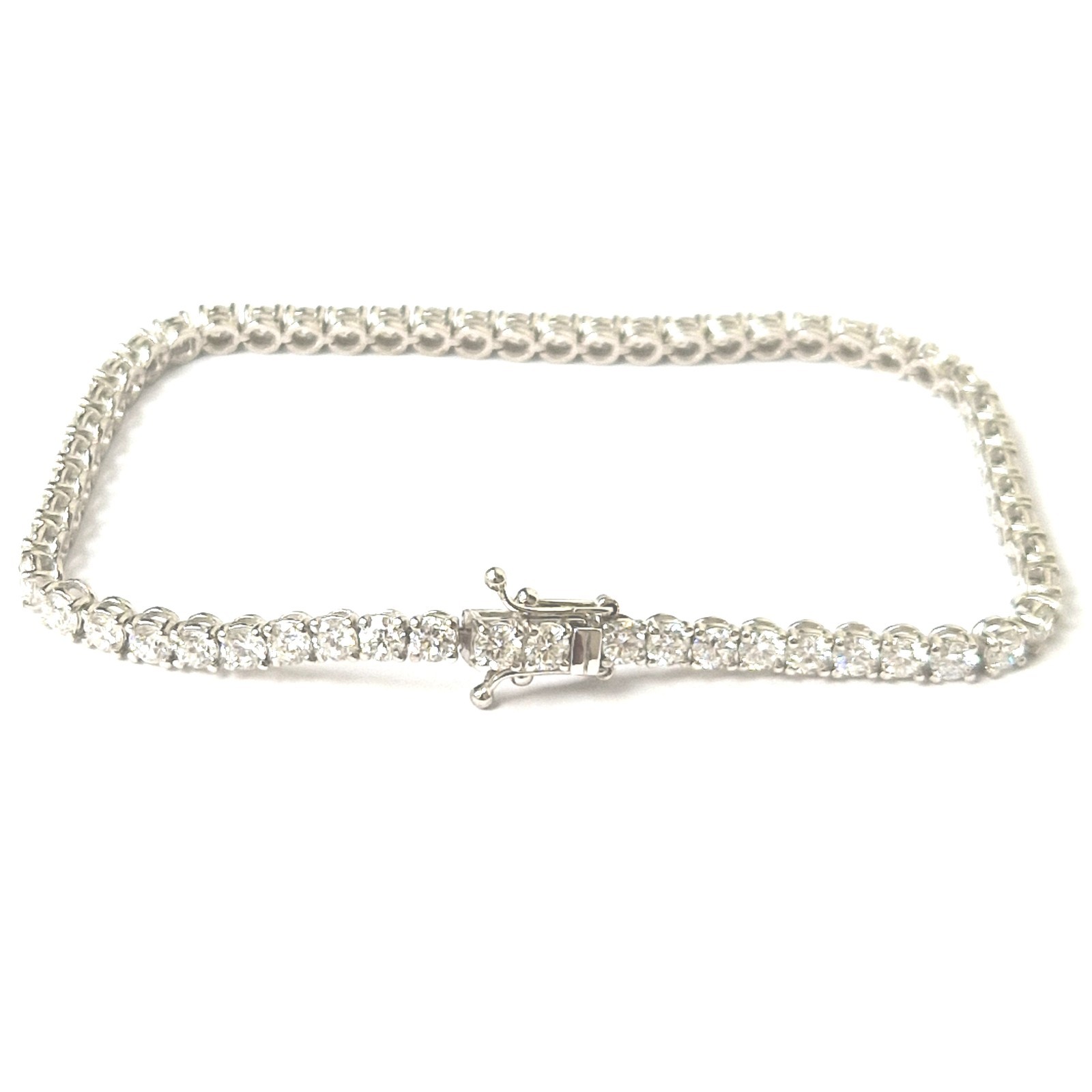 9ct White Gold Bracelet 6.15ct Lab Created Diamond 19cm Long 3.1mm Width 8.1g