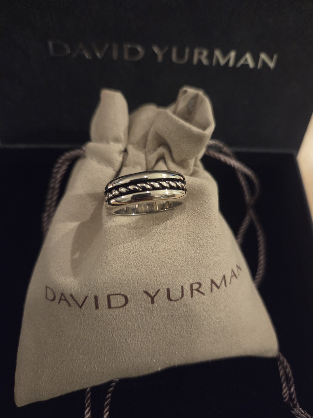 Authentic David Yurman Chevron 925 SS Unisex Ring 8