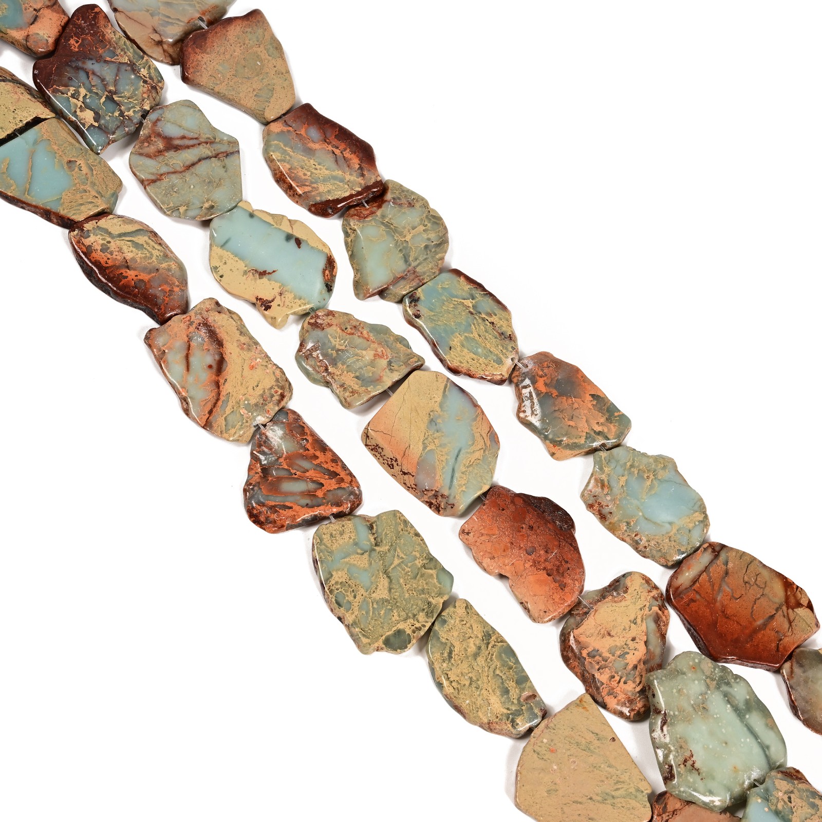 Aqua Terra Jasper Freeform Slab Slice Beads Size 30-50mm 15.5″ Strand