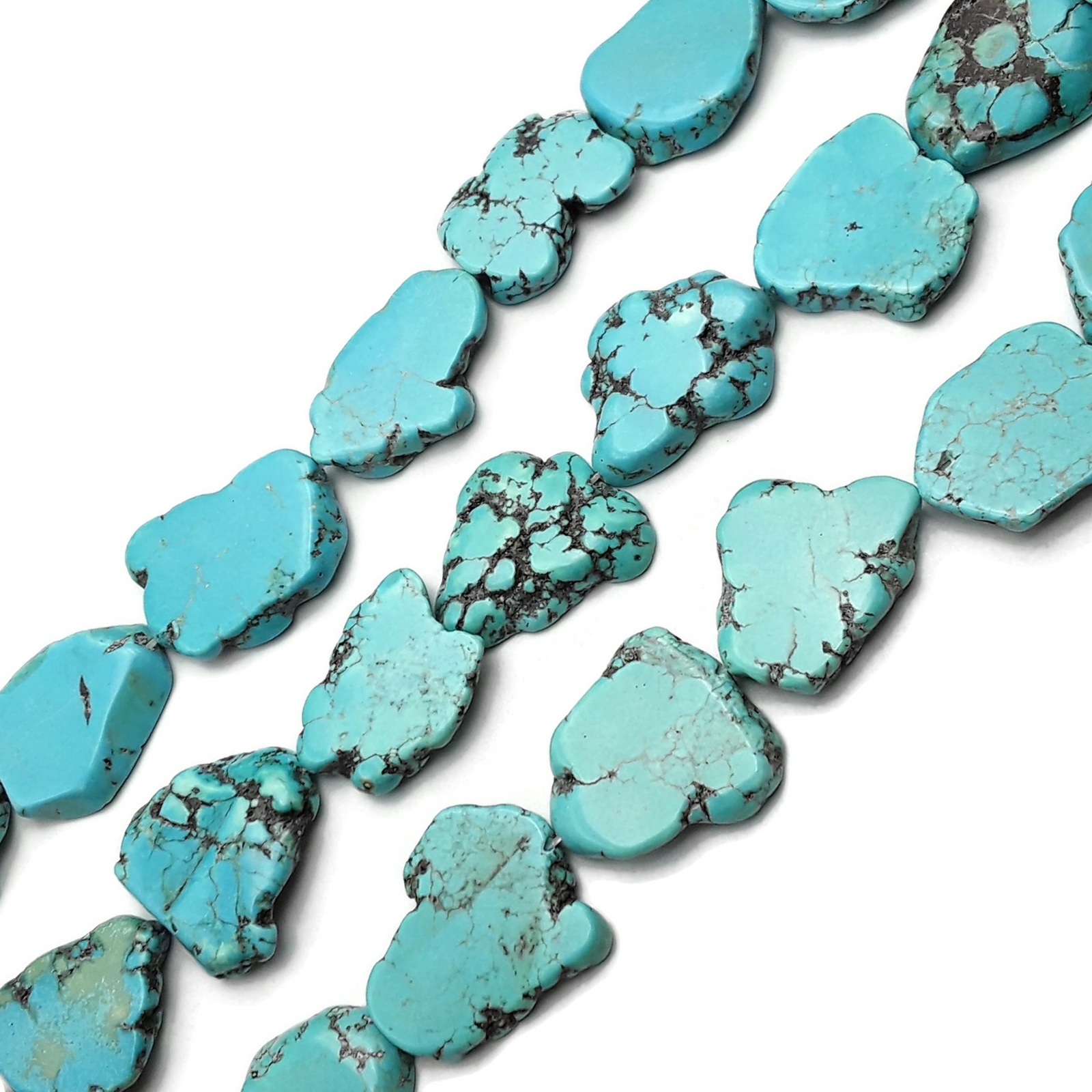 Blue Magnesite Turquoise Freeform Slab Slice Beads 30mm 35mm 40mm 15.5″ Strand