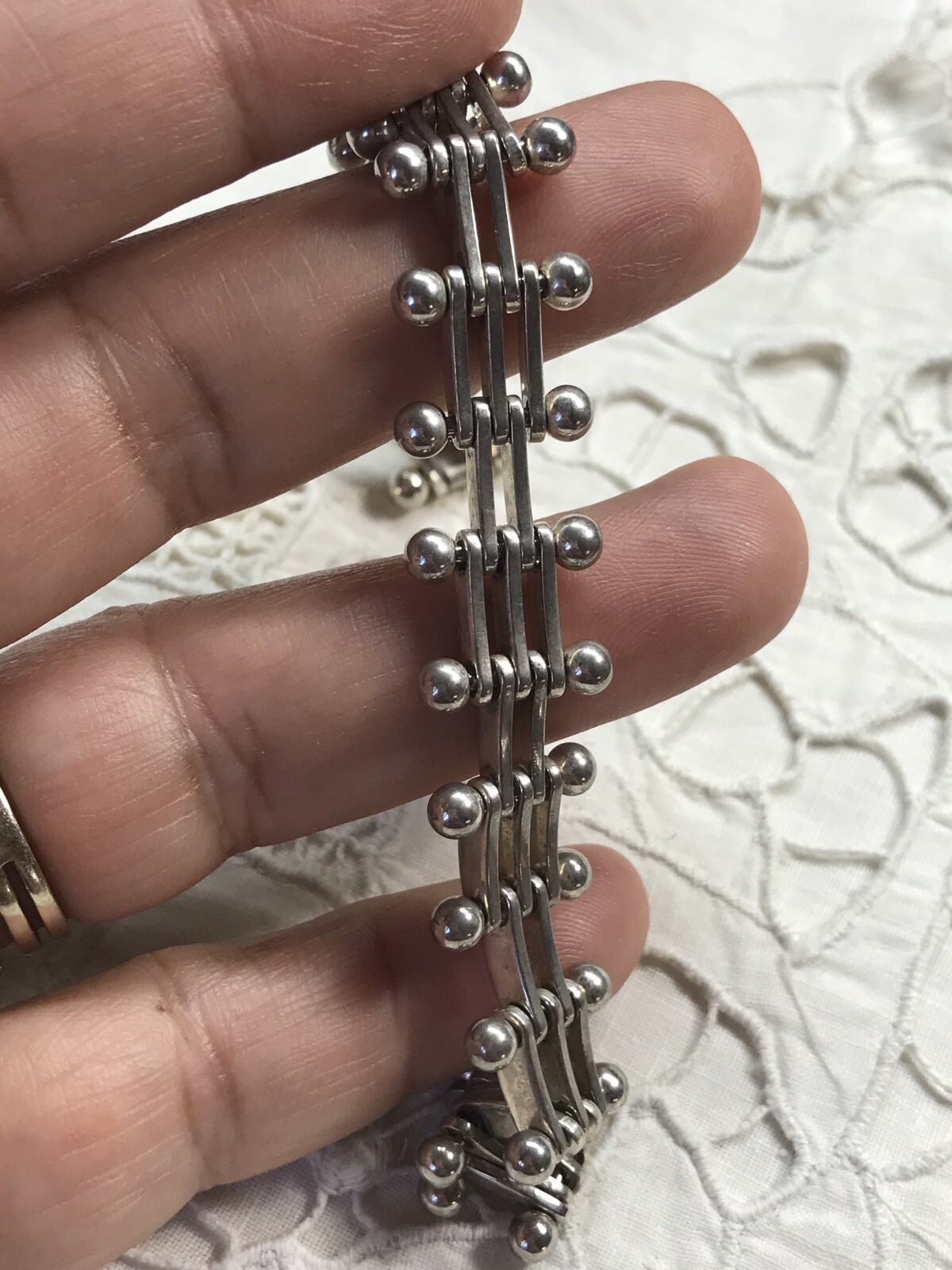 Sterling Silver Bracelet Vintage Mexico 6.5” 28.5 Grams