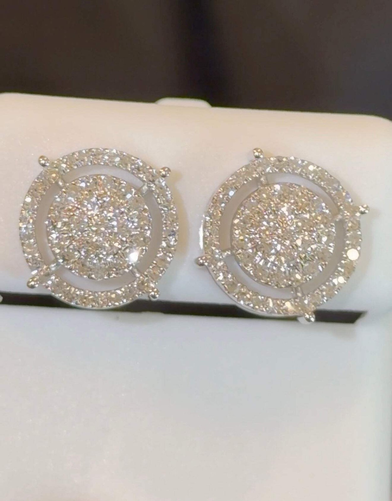 .73 CARAT CERTIFED LAB GROWN DIAMONDS STERLING SILVER RHODIUM PLATED 12 MM STUDS