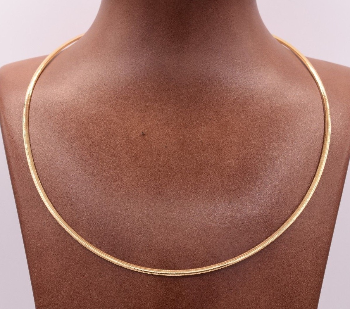 2.5mm Italian Reversible Omega Chain Necklace 14K Yellow Gold-Plated Silver 925