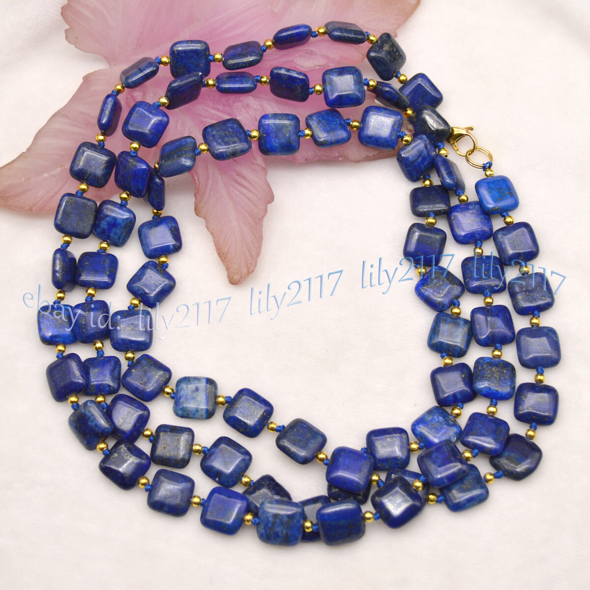 Natural Blue Lapis Lazuli 12mm Flat Square Gemstone Beads Necklace 14-100 inches