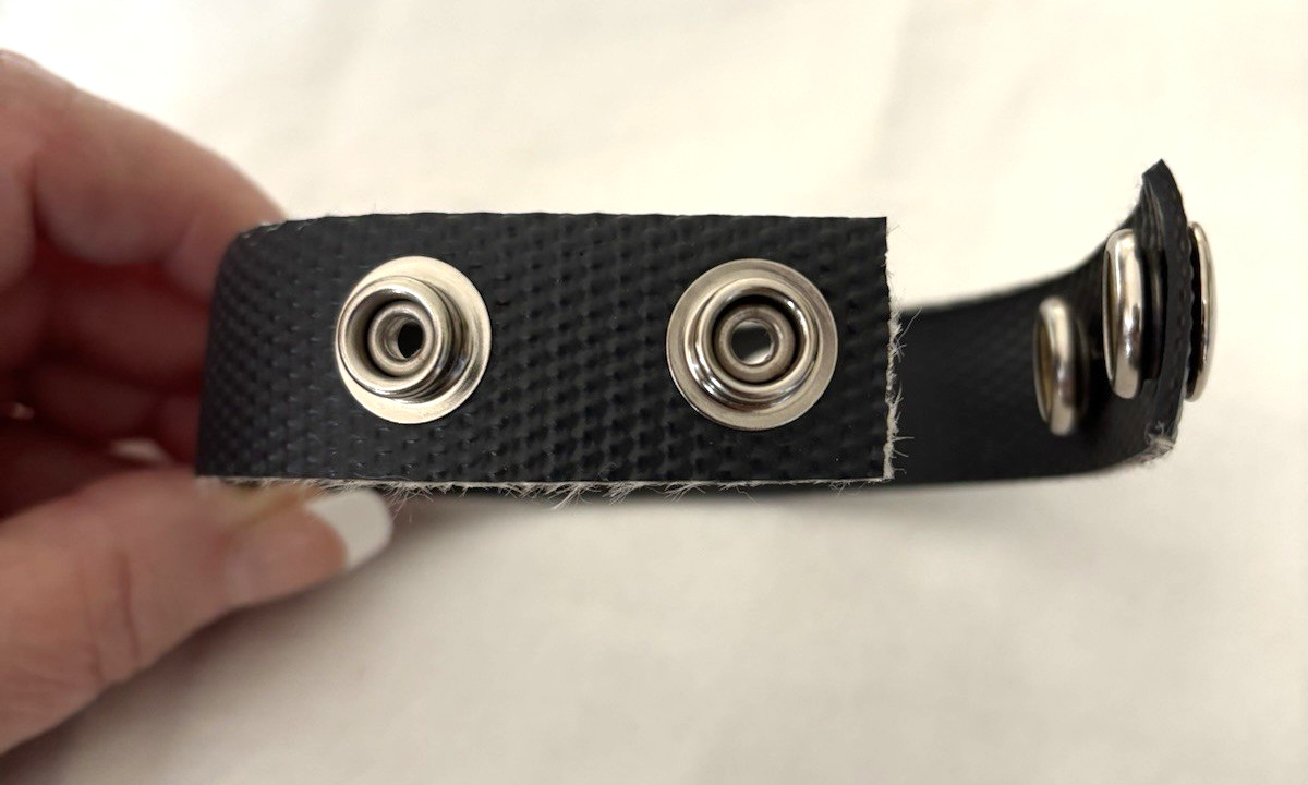 Repurposed /Recycled Fire Hose Bracelet Biker-Style, Snap Close, Grommets, 1×10