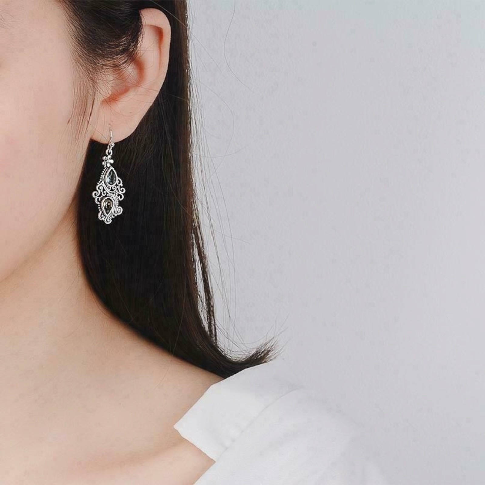 Fashion Boho Drop Earring Silver Plated Jewelry green Tourmaline Lab-Created C8