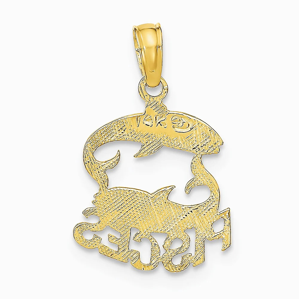 10K / 14K Yellow Gold PISCES Zodiac Charm