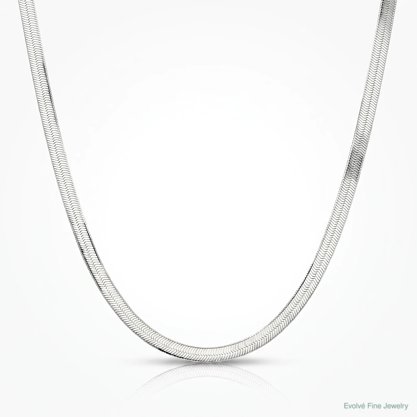 Sterling Silver Rhodium-Plated 3.5mm Magic Herringbone Chain Necklace 16″-24″