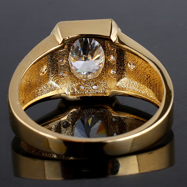 Oval Shape Stone Men Gold Plated Ring Size Selectable Quality Made