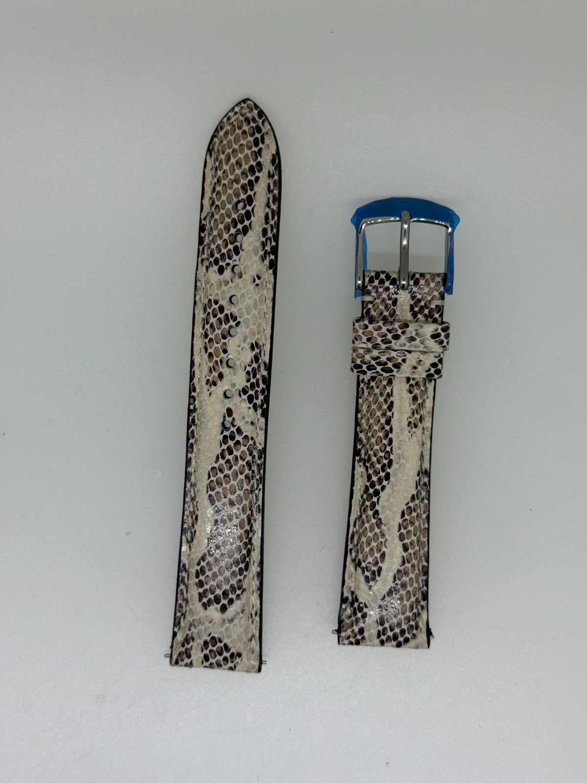 michele natural python embossed leather watch band strap 18MM