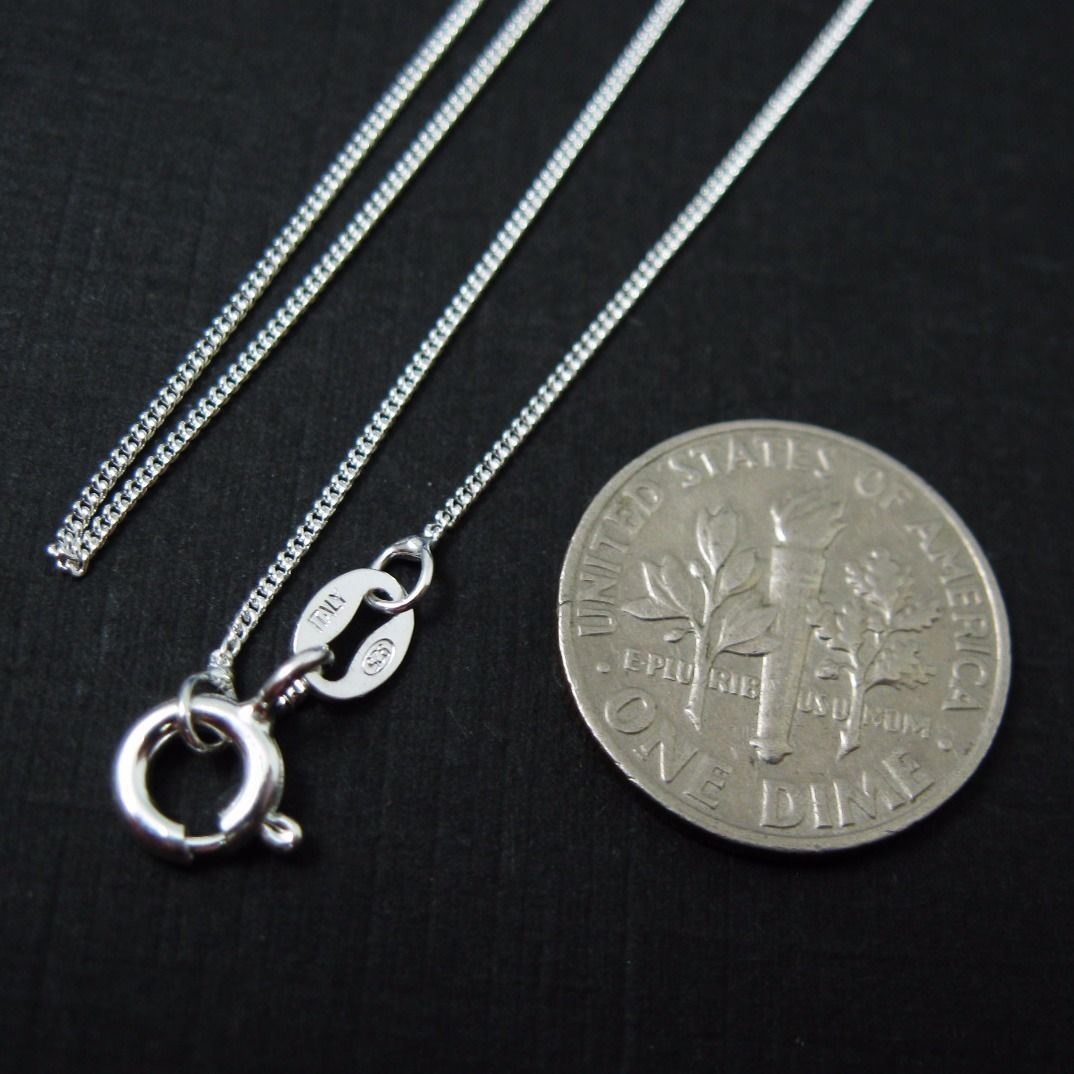 Sterling Silver 1mm Curb Necklace Chain. Made in Italy. ALL SIZES(16-36 inch)