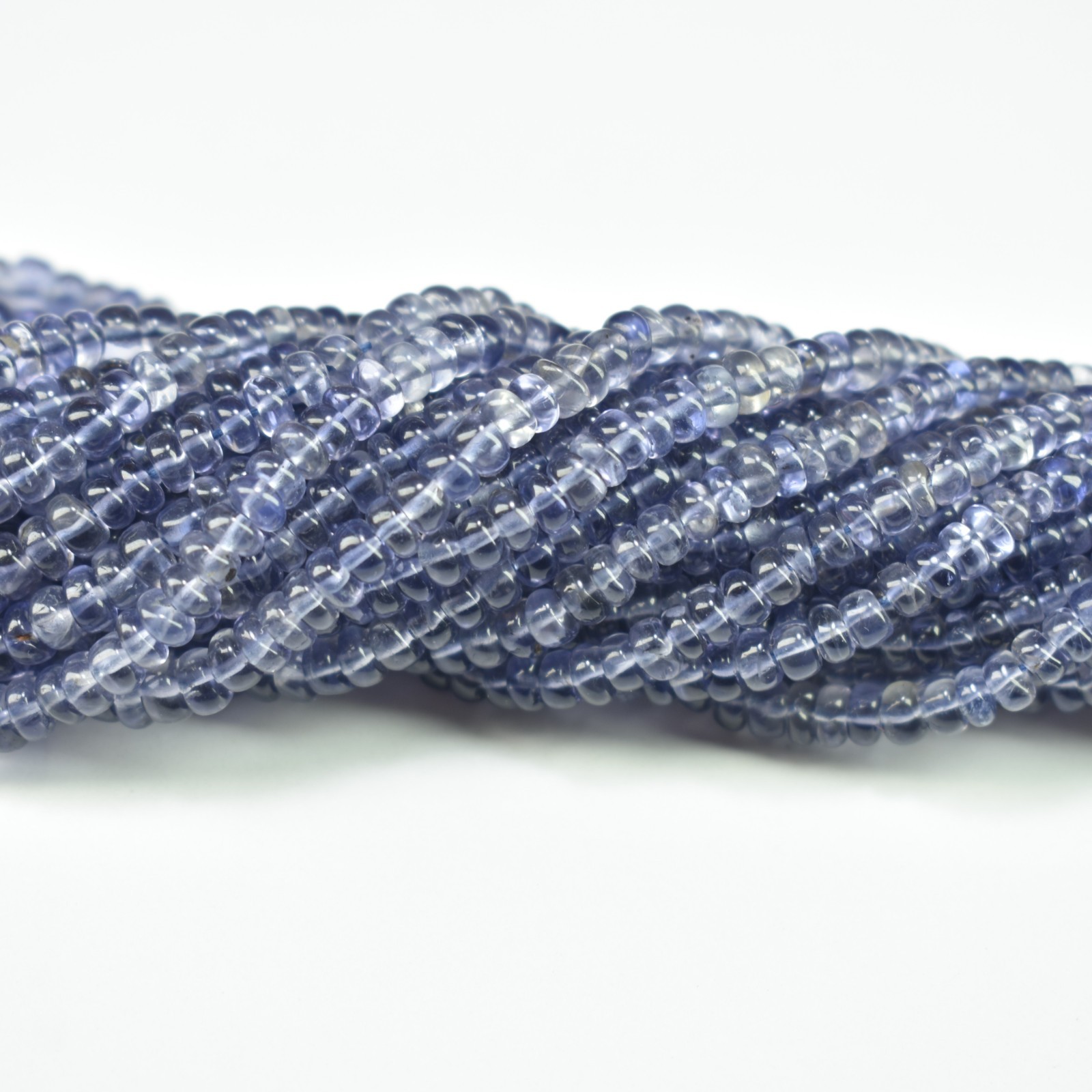 16″ Iolite Smooth Rondelle Gemstone Beads 2.5-4.5mm, Natural Iolite Plain Beads