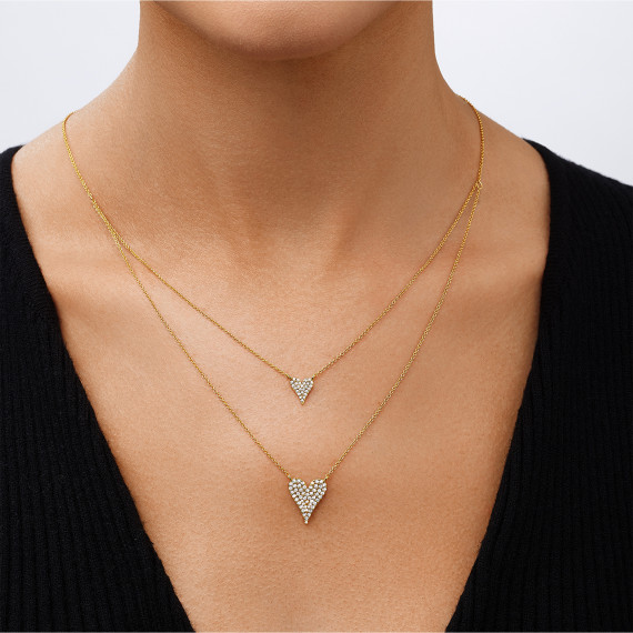Jennifer Miller Double Pave Heart Layered Necklace