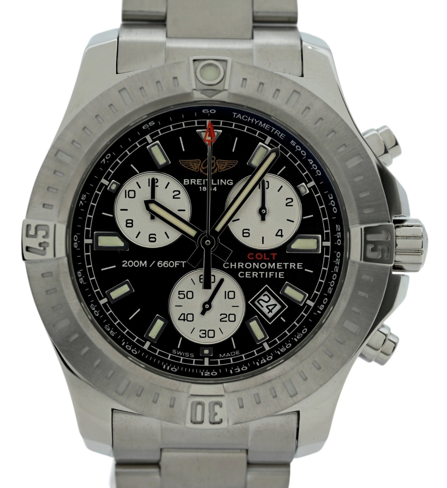 Breitling 44mm Men’s Colt Chronometer Chronograph SS Swiss A73388 Watch w/ B+P!