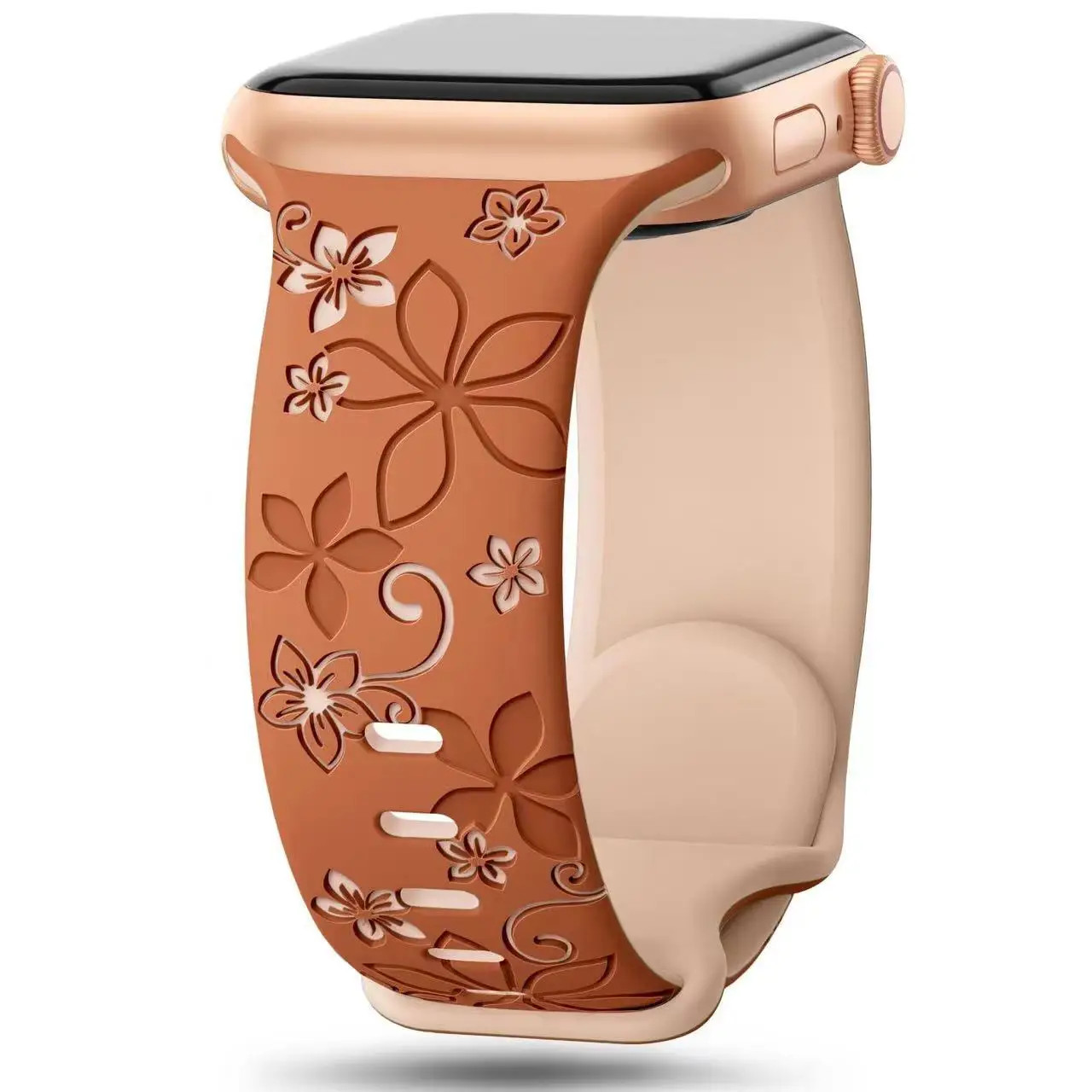 Engraved Floral Strap For Apple Watch Band 49mm 45mm 44mm 41mm Apple Watch strap