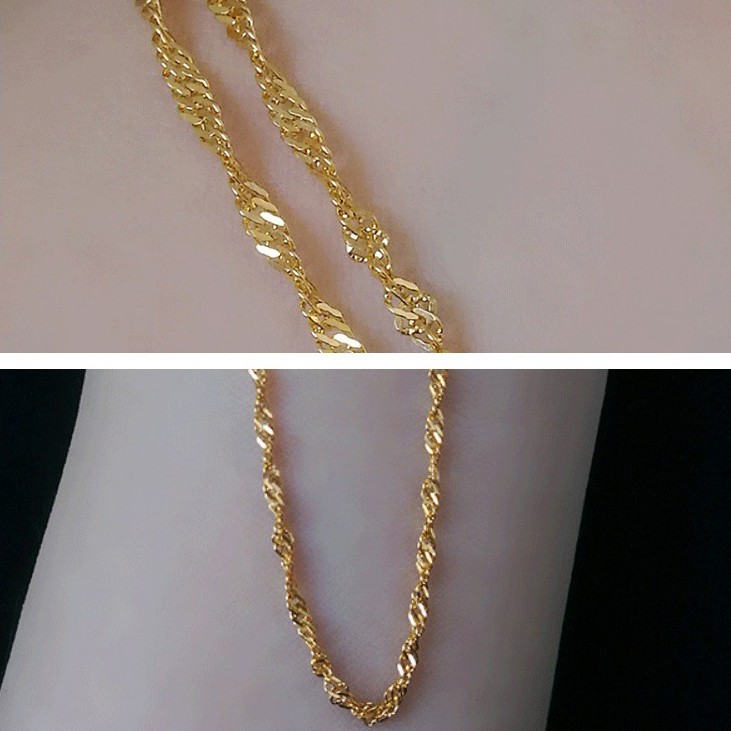 Stamped Au750 Solid 18k yellow Gold Necklace Women Gold Chain 46cm-