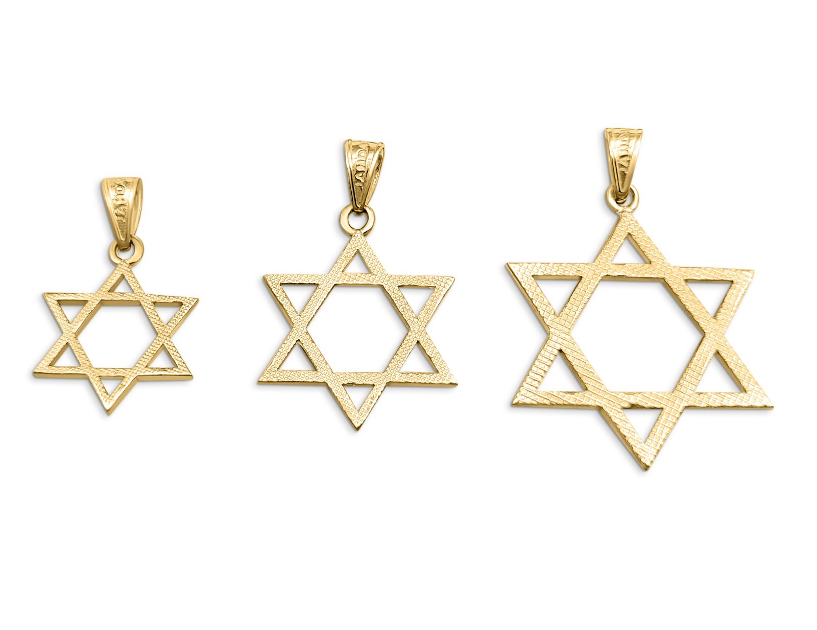 Solid 18K Yellow Gold Star of David Pendant Gold Magen David Pendant, 3 Sizes