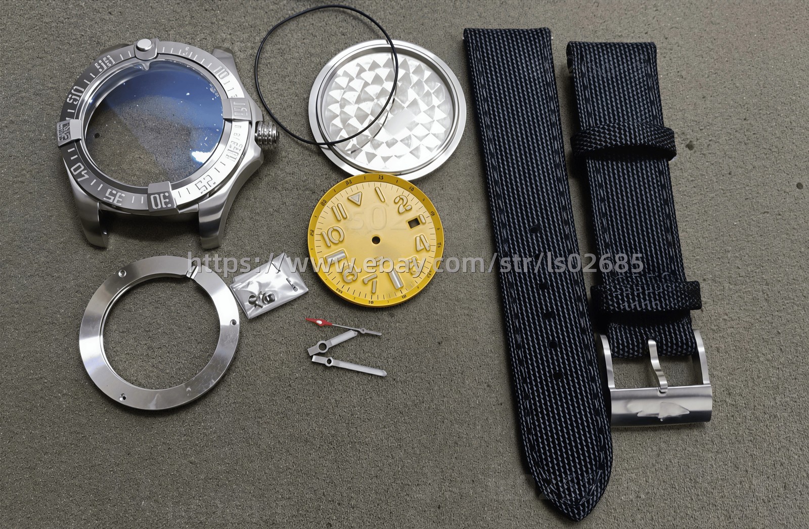 44mm Watch Case + Dial + Hands + Watch Strap DIY Kit for 2824 2130 pt5000