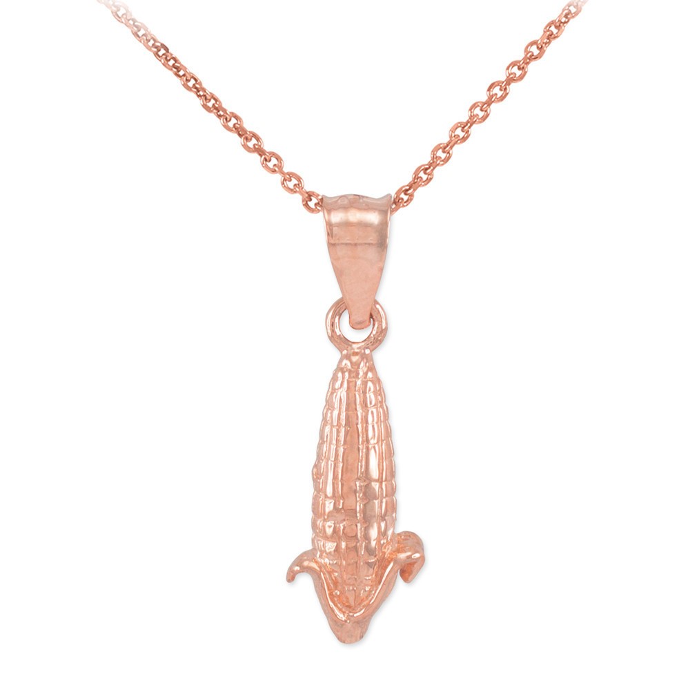 Gold Corn Charm Pendant Necklace(Available In Yellow/Rose/White Gold)