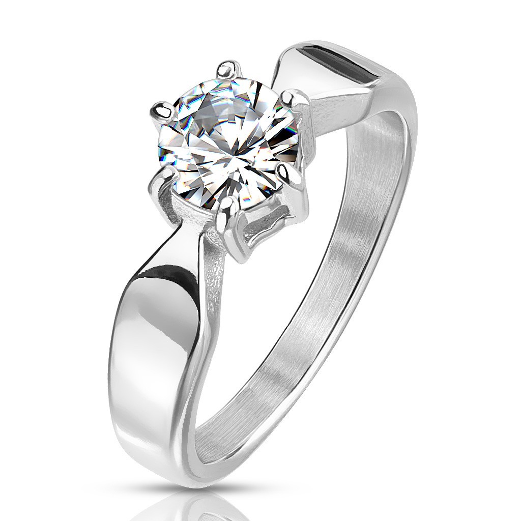 Six Prong 7mm Round Solitaire CZ Engagement Ring