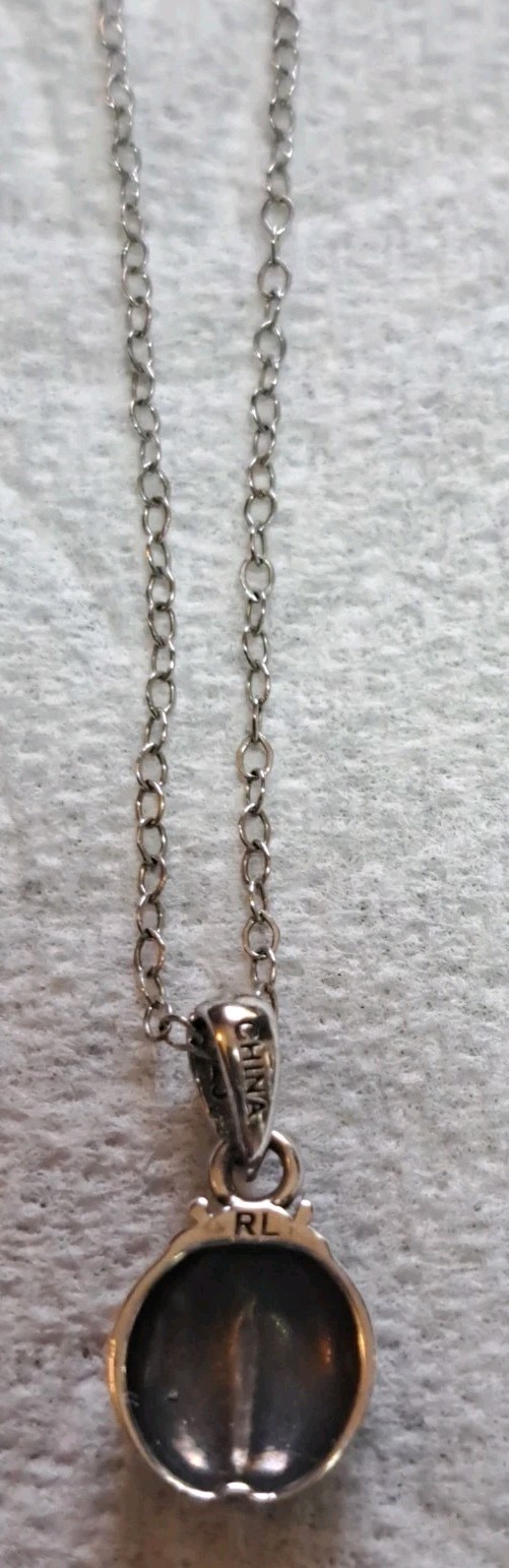 Ralph Lauren RL Signed Sterling Ladybug Pendant Choker Necklace 925 Silver 12″