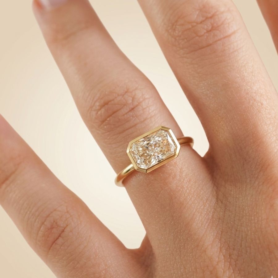 2 Ct Radiant-Cut VS1 Lab Grown Diamond Wedding Engagement Ring 14k Yellow Gold