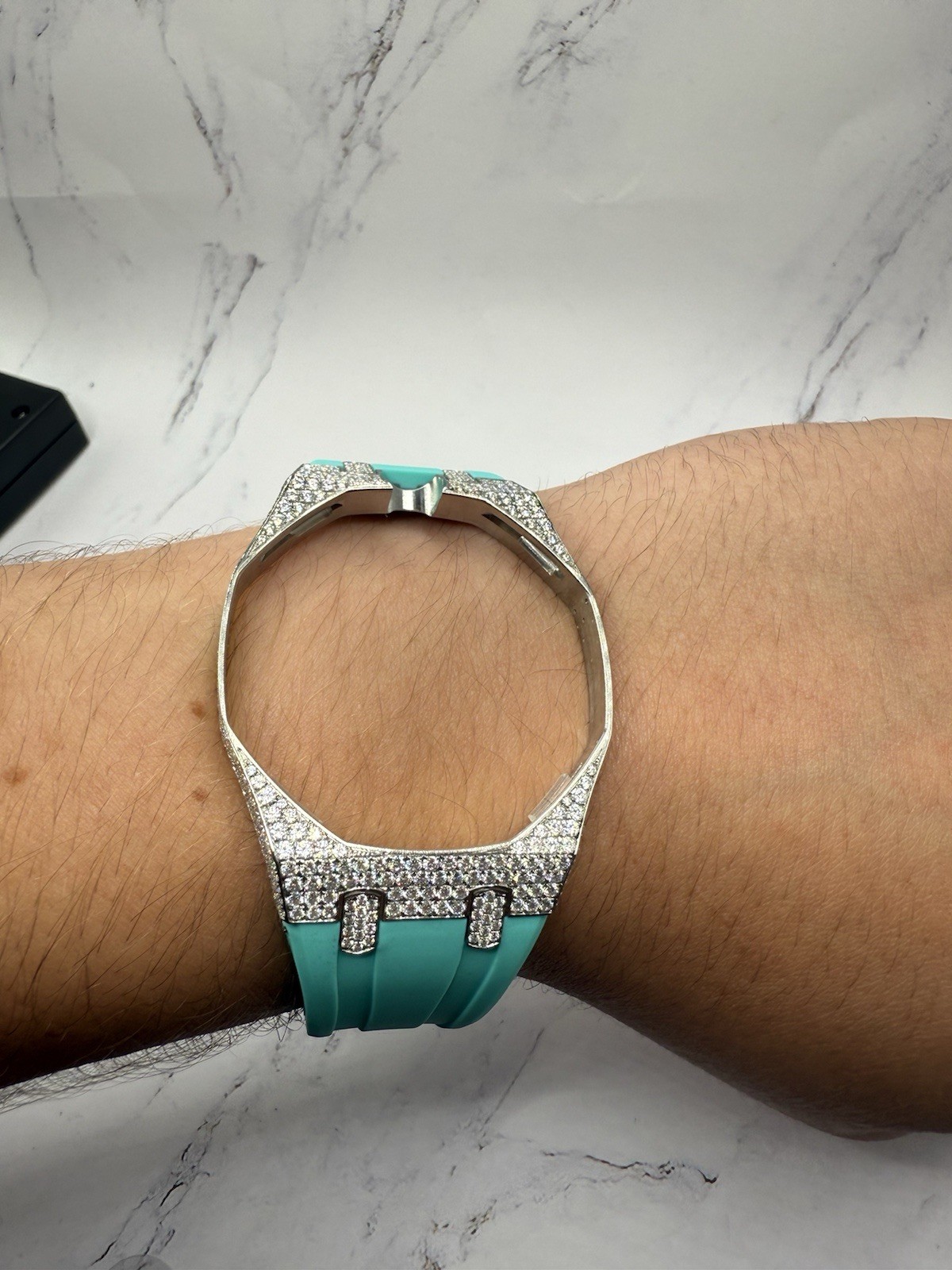 ICED OUT VVS1 Royal Pop conversion kit, 925 SS Bezel, stainless steel clasp
