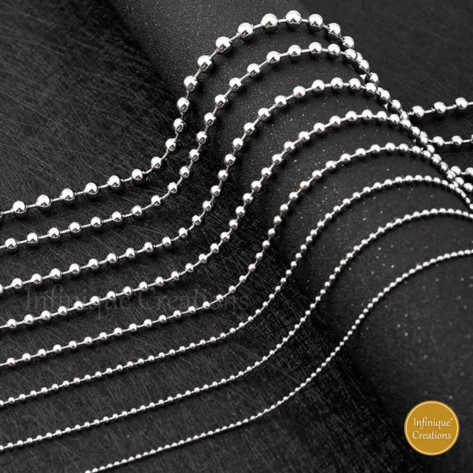 Stainless Steel Silver Ball Bead Chain Bracelet Necklace Men Women 1mm-5mm 7-38″