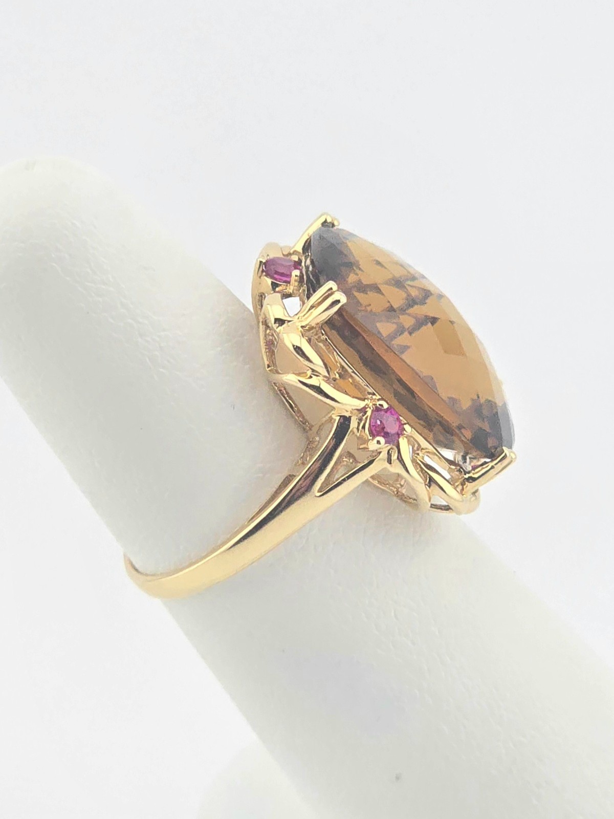 14KY HONEY CITRINE ~12CT RUBY ~0.25CTW RING SIZE 6.5 – 692546