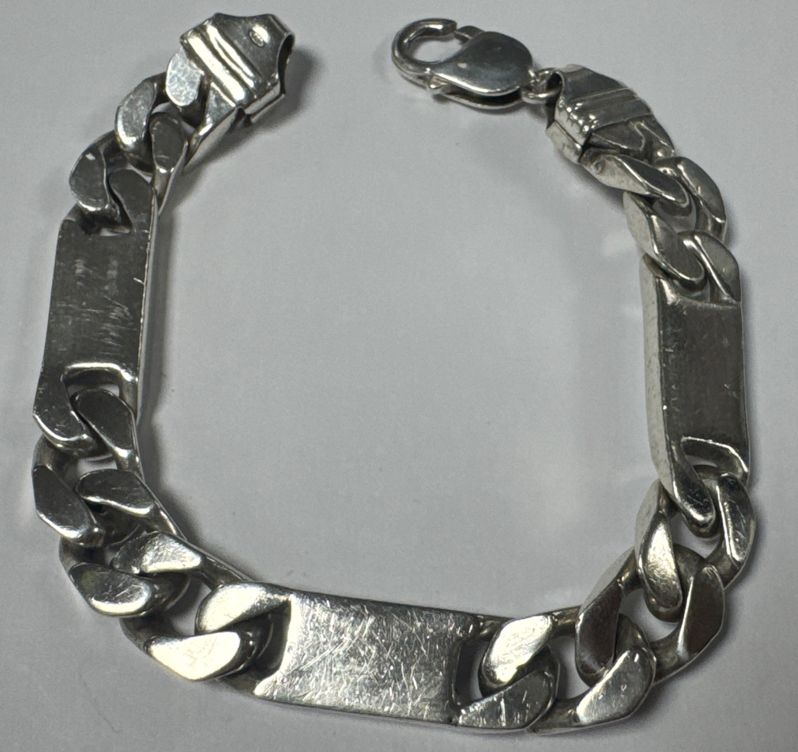 Sterling Silver 3-Bar ID Identity Bracelet Fully Hallmarked 925 9mm HEAVY 8″
