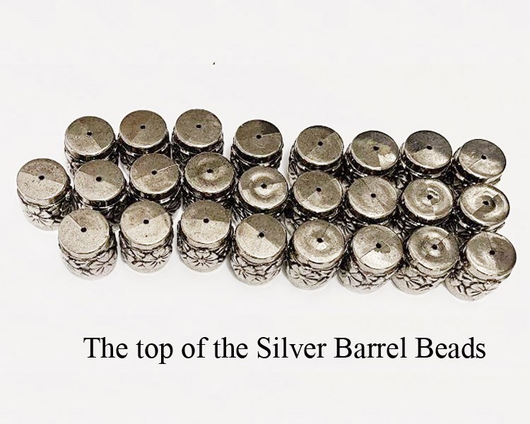 Silver Barrel Beads with daisy floral design good for Necklace & Bracelet