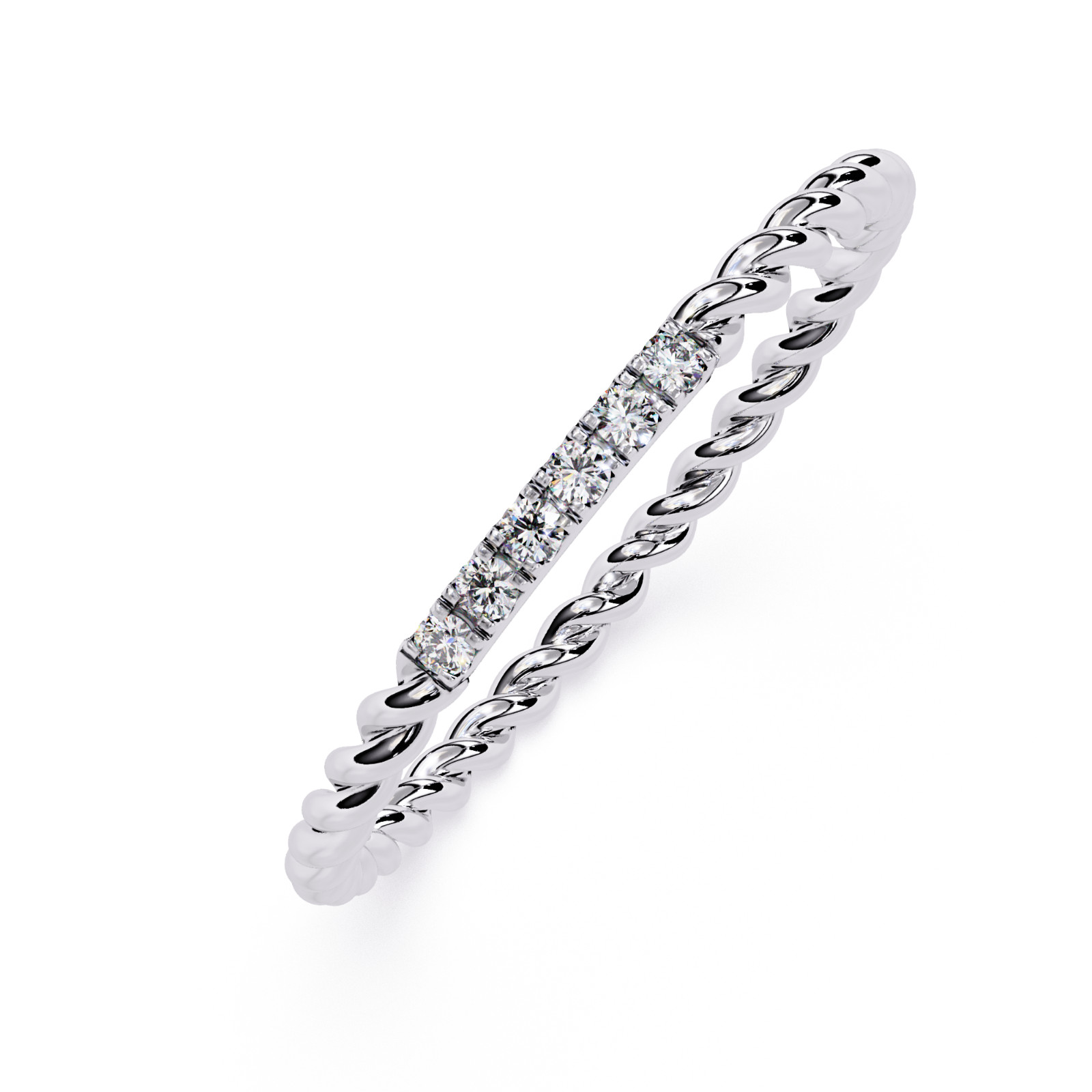 Lab Grown Diamond Twisted Rope Ring 925 Sterling Silver Dainty Stackable Band