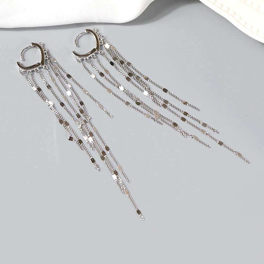Gorgeous Tassel 925 Sterling Silver Huggie Hoop Long Dangle Drop Earrings A1811