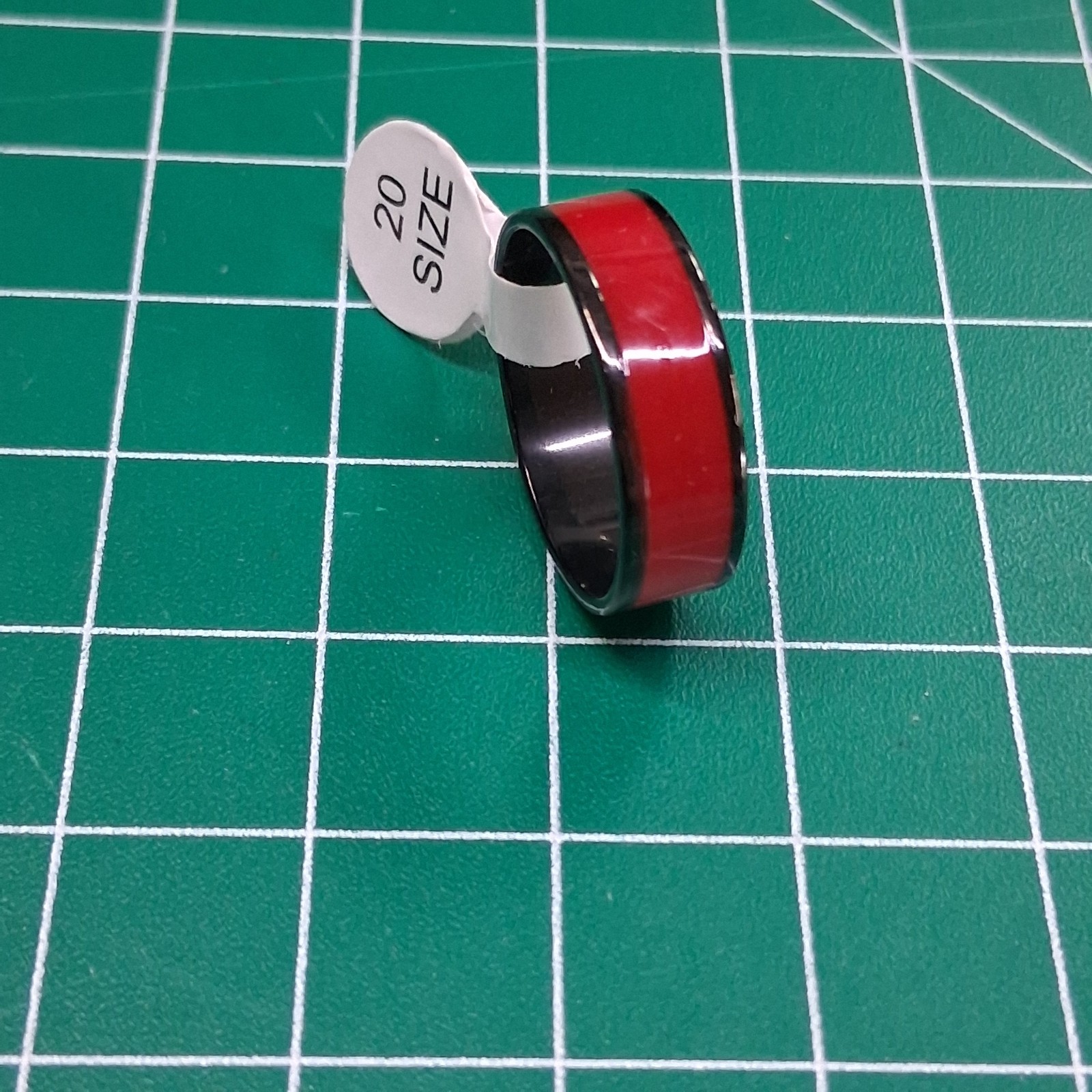 Black Stainless Steel Size 9.75 Maroon Band Ring
