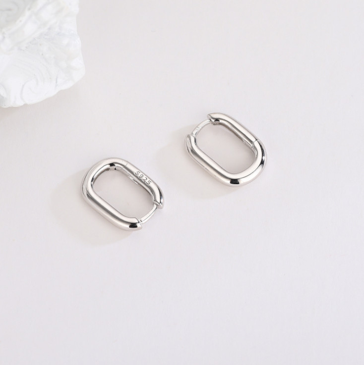 Women Girl 925 Sterling Silver Plated U-Shape Huggie Hoop Earrings A9