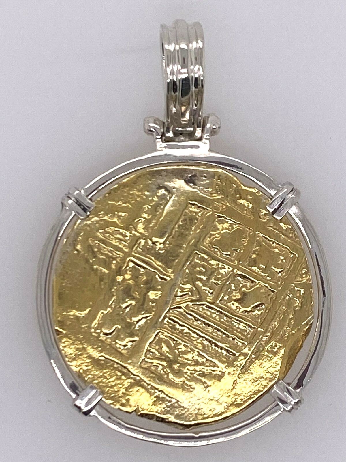 ATOCHA Coin Pendant Sterling Silver Frame Gold Coin Treasure Jewelry
