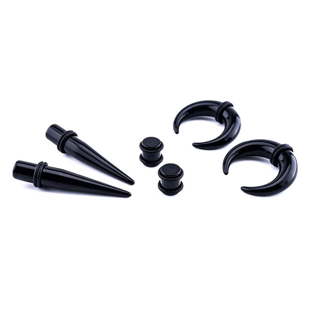 52Pcs Acrylic Ear Stretching Kit 14G-00G Beginner Gauge Crescent Taper Plug Set