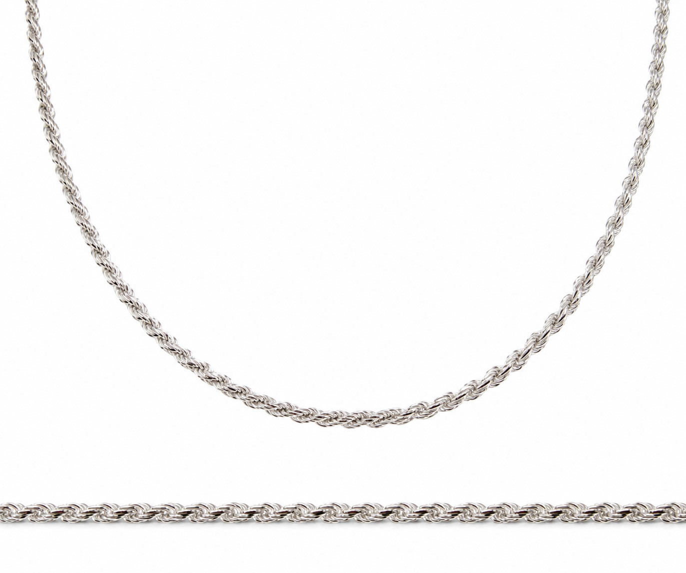 2.5MM Solid 925 Sterling Silver Italian DIAMOND CUT ROPE CHAIN Necklace Italy